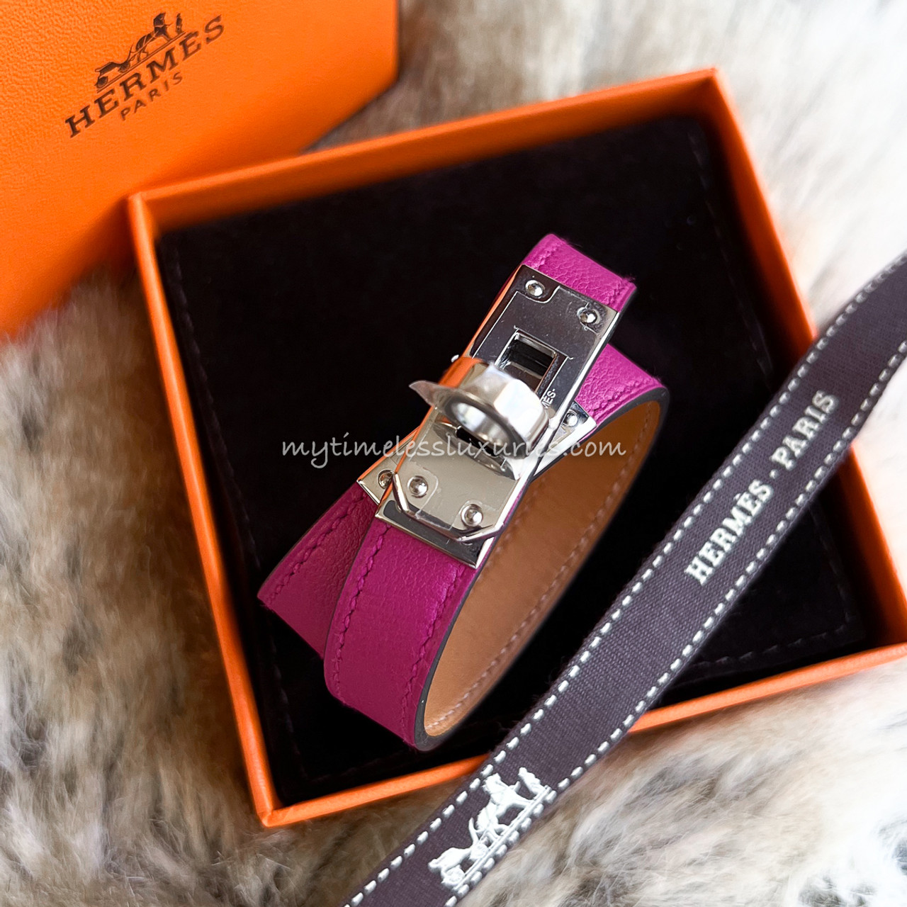 HERMES Kelly Double Tour Bracelet Rose Pourpre PHW *New - Timeless Luxuries