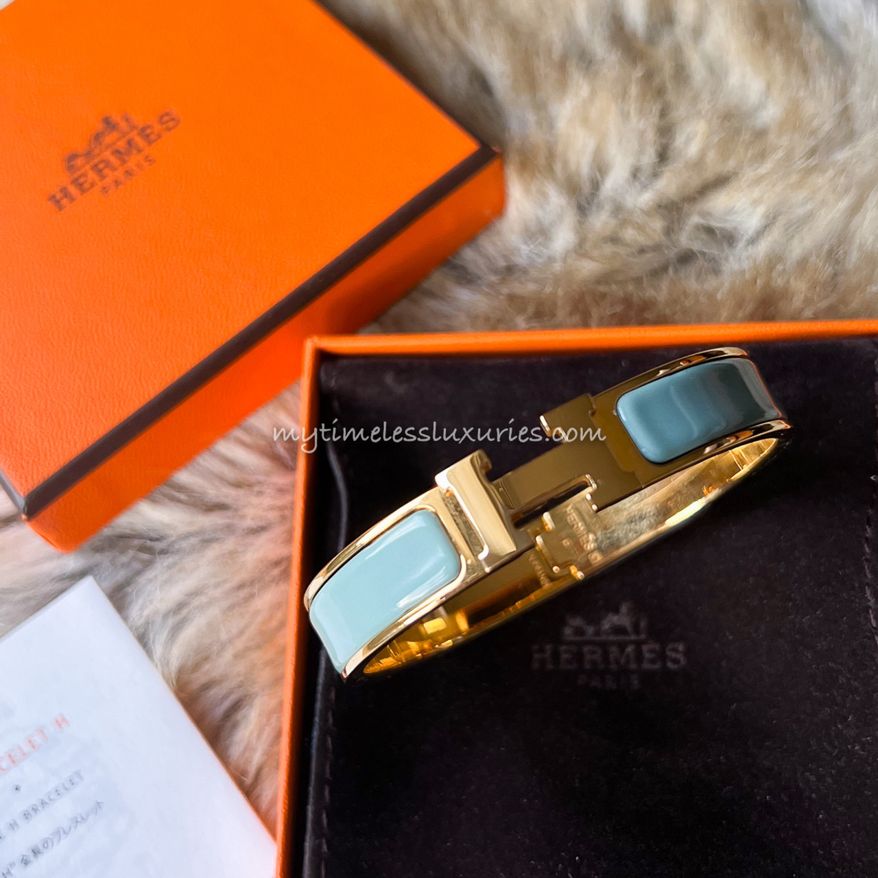 HERMES Clic Clac H Bracelet Bleu Polaire GHW GM - Timeless Luxuries