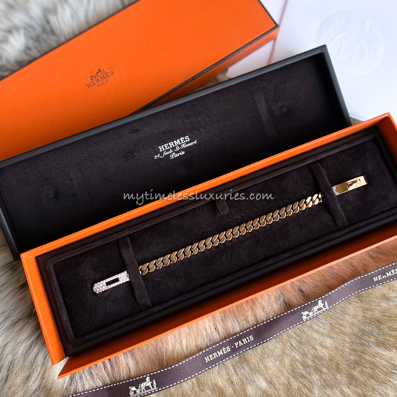 HERMES 2022 Kelly Gourmette Bracelet 18K Rose Gold & Diamonds *New -  Timeless Luxuries