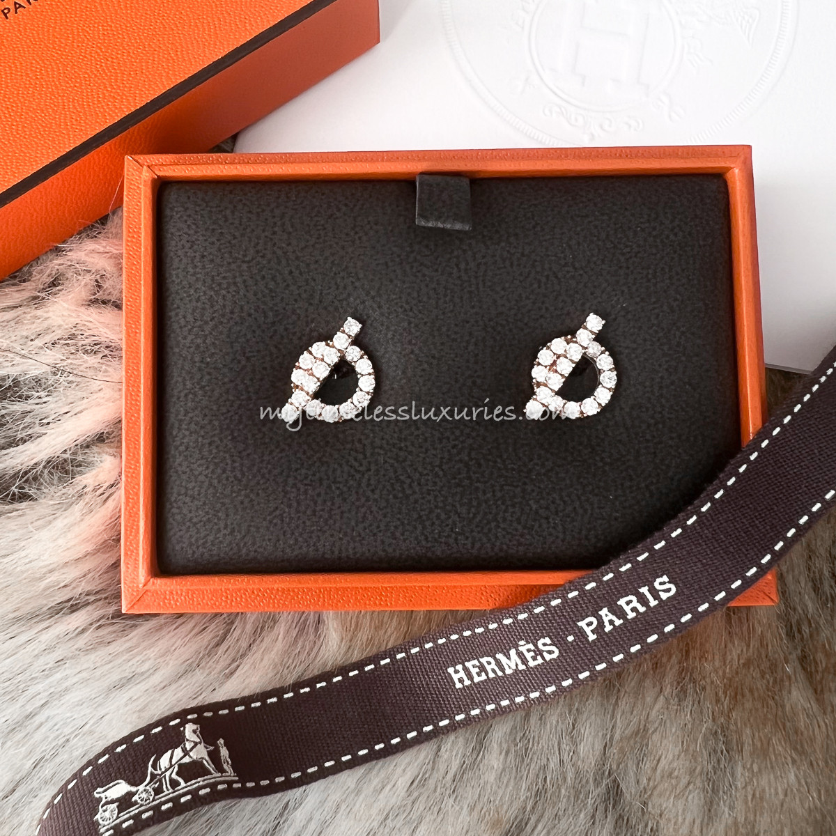 HERMES Finesse Earrings 18K RG Diamonds Timeless Luxuries