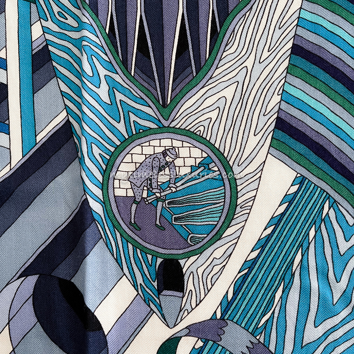 HERMES 'Point d'Orgue' Cashmere Silk Shawl 140 - Timeless Luxuries