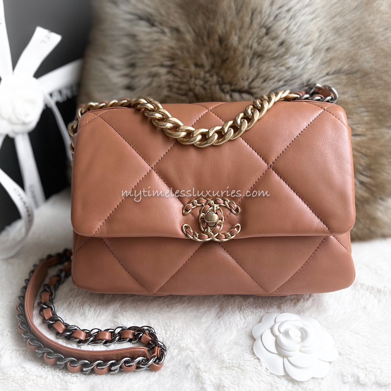 Chanel Caramel Quilted Leather Small Flap 19 Gold And Ruthenium Hardware,  2022 Available For Immediate Sale At Sotheby's