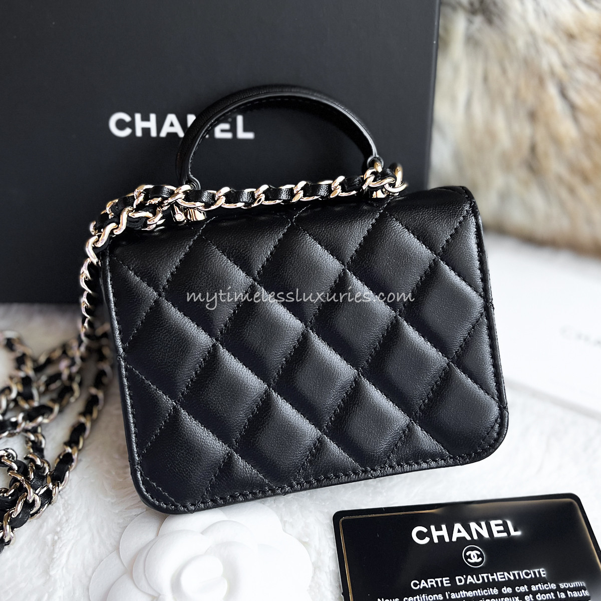 CHANEL 21K Micro Flap Bag w/ Top Handle & Chain *New - Timeless