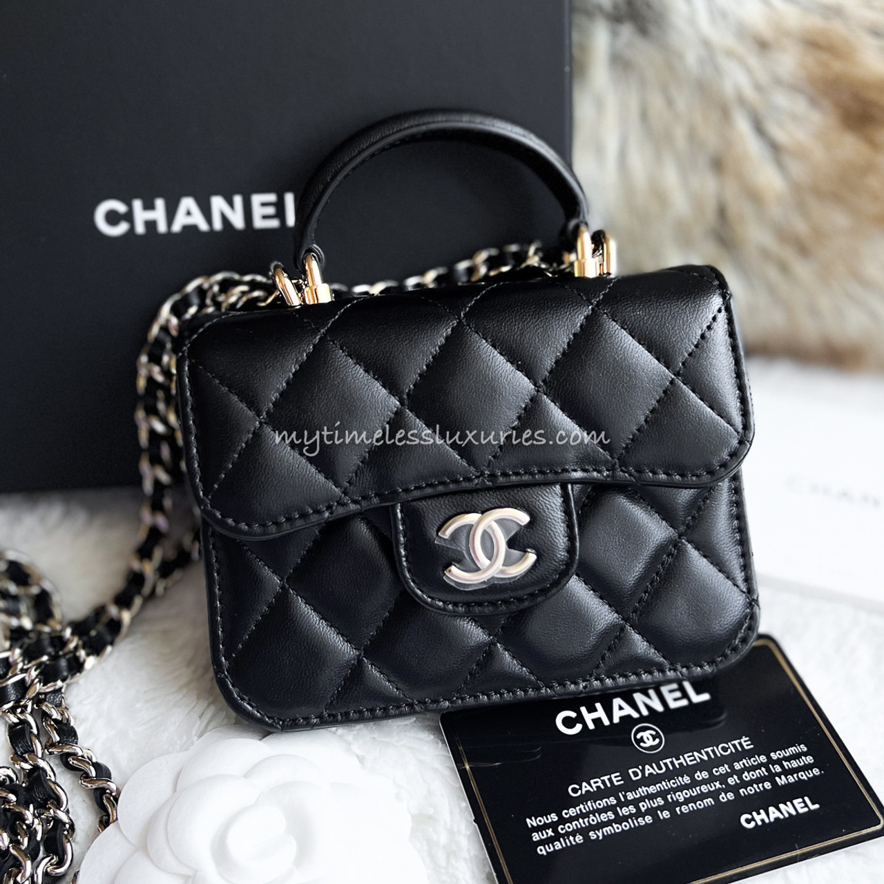 Chanel Chain Handle Flap Bag Quilted Calfskin with Caviar Small at 1stDibs   chanel caviar chain bag chanel woc with handle chanel chain handle bag