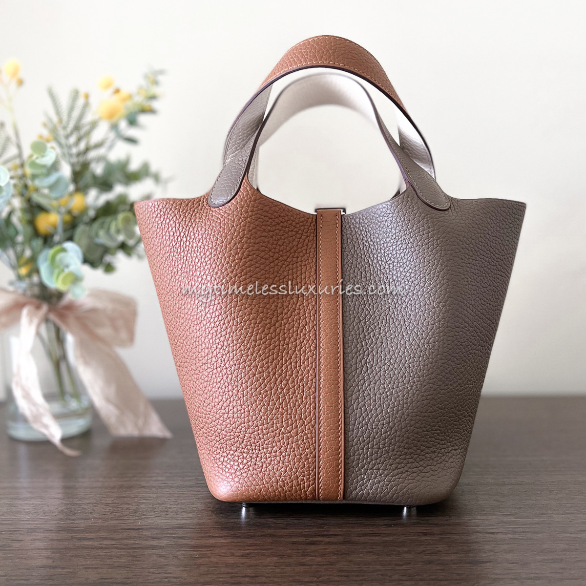 HERMES Picotin Lock 18 Casaque Gold/ Etoupe/ Nata *New - Timeless