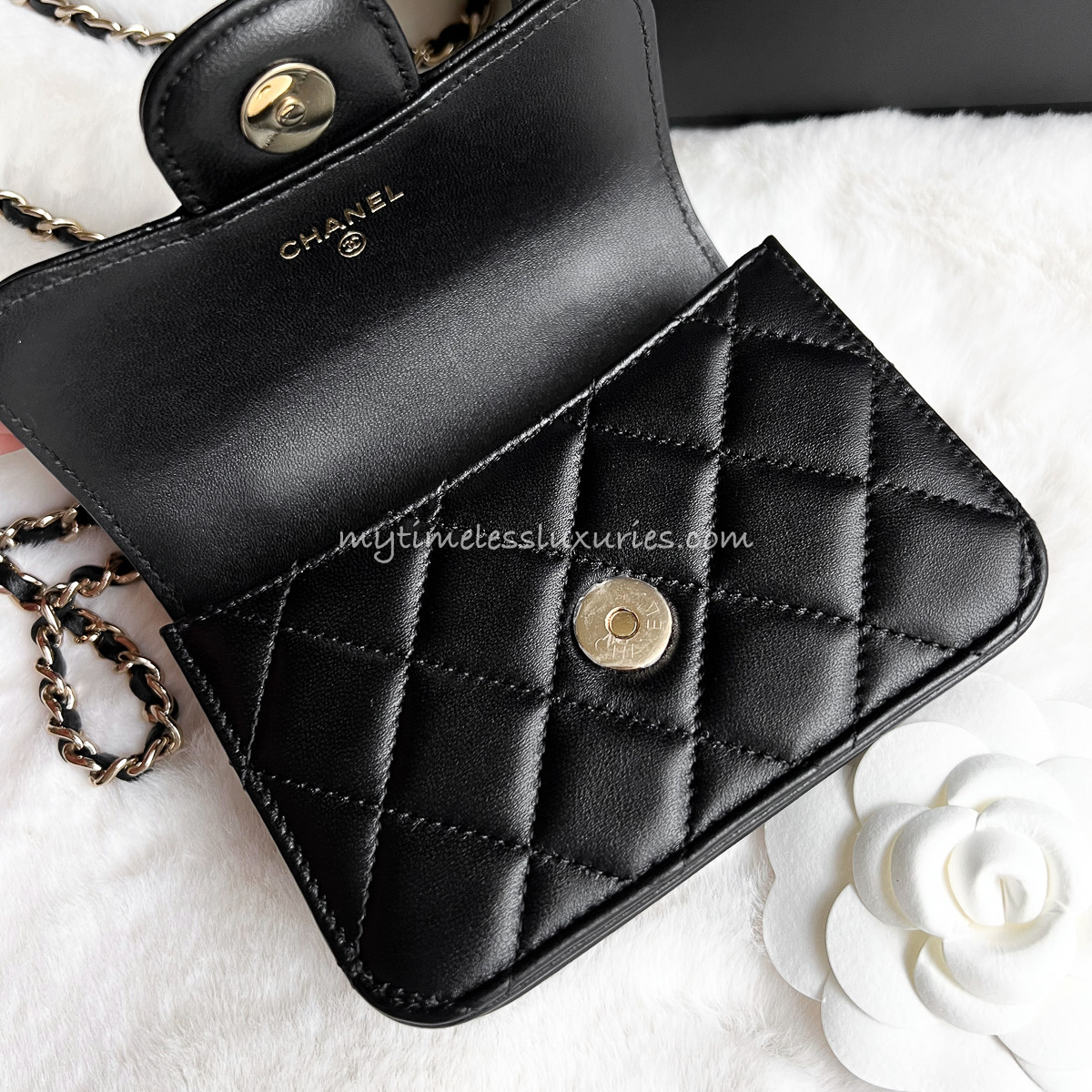 CHANEL 21K Micro Flap Bag w/ Top Handle & Chain - Timeless Luxuries