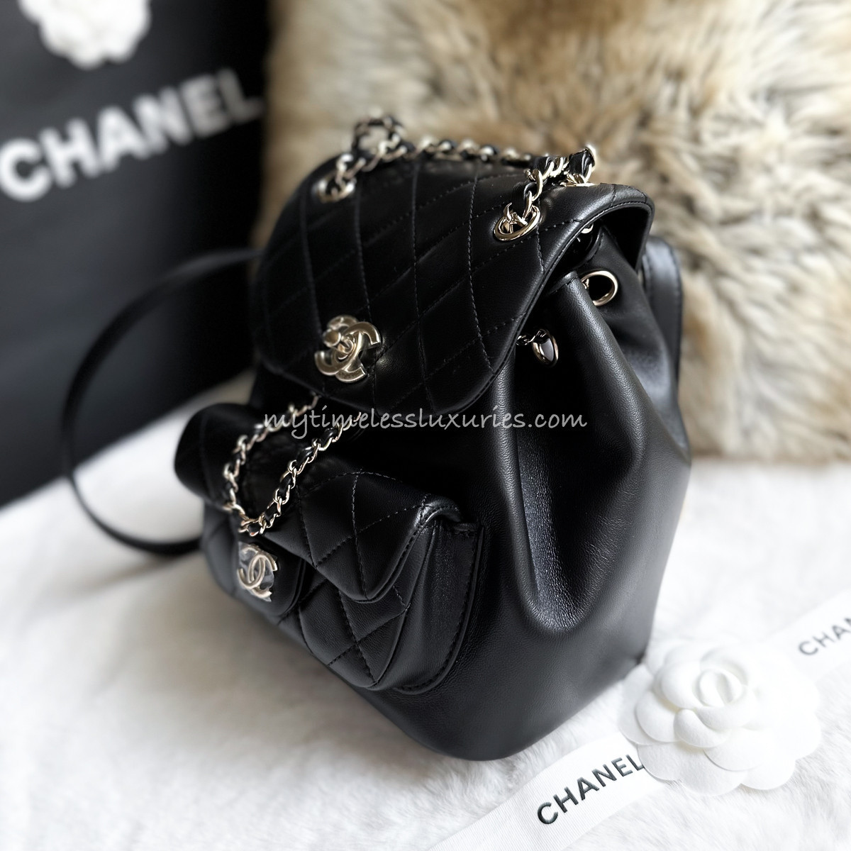 CHANEL 22A Duma Backpack Black Lambskin LGHW *New Timeless Luxuries