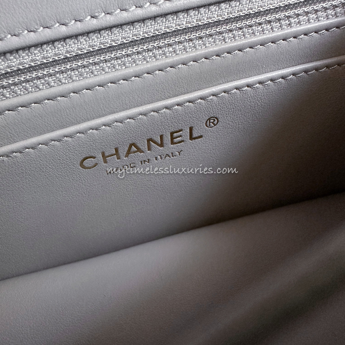 CHANEL 22B Grey Pearl Crush Rectangular Mini Flap *New - Timeless Luxuries