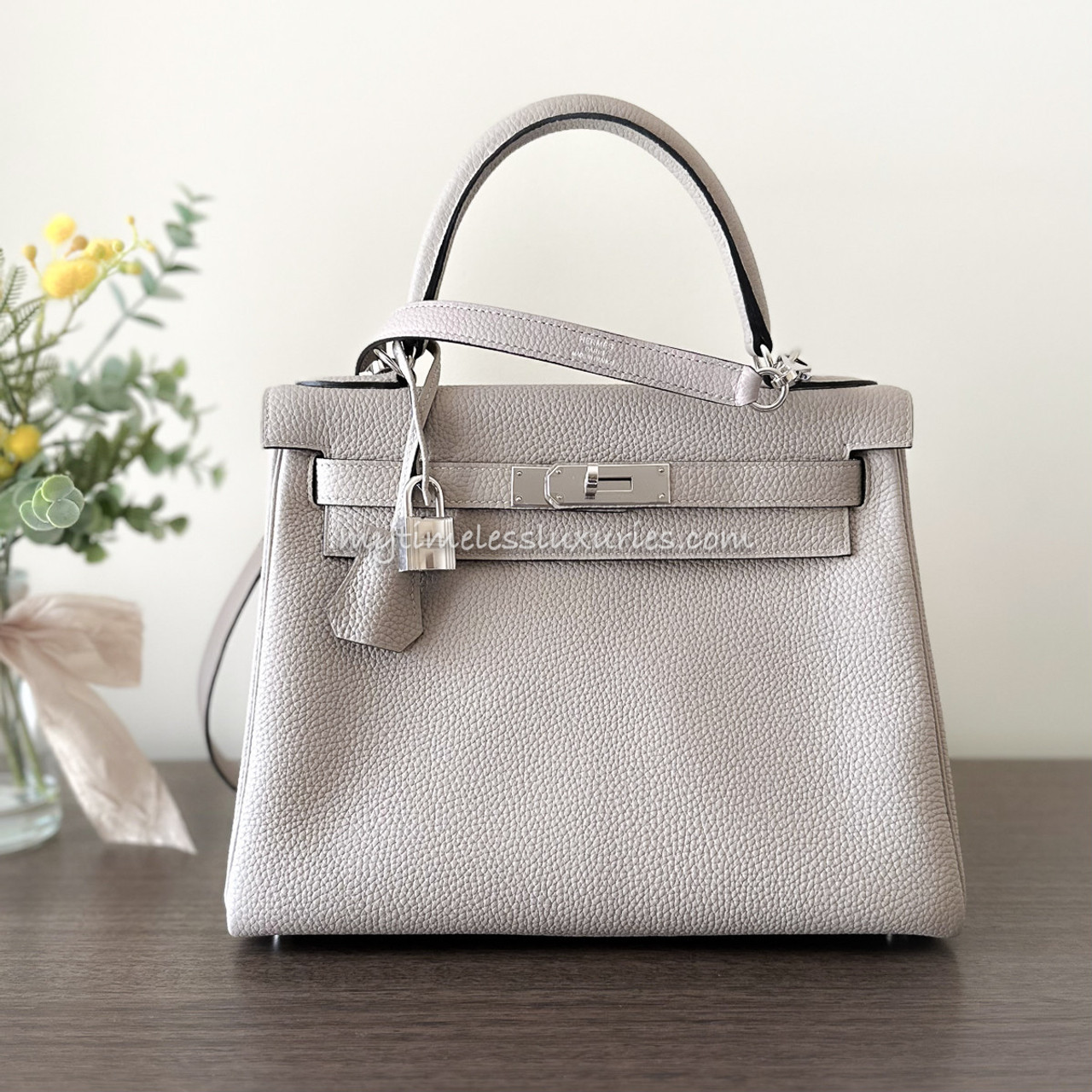 Hermes Kelly 28 Etoupe Gray Grey Togo Leather Gold Hardware NEW