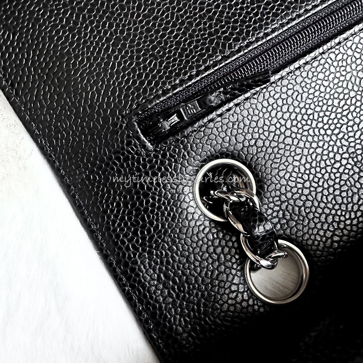CHANEL Black Caviar Medium Classic Flap Silver Hw #1905xxxx
