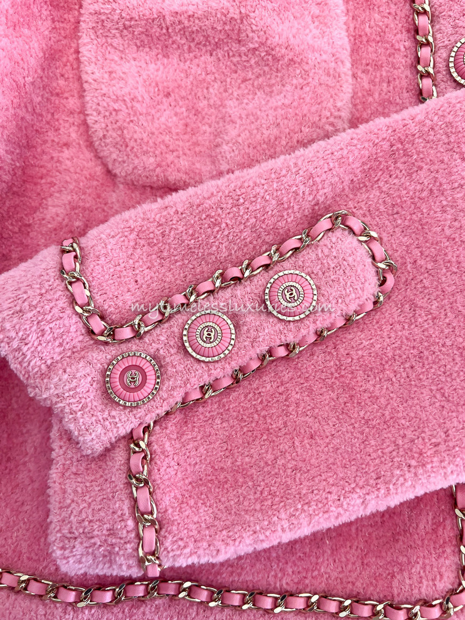 CHANEL 20C Chain Embellished Cardigan 34 FR Pink - Timeless