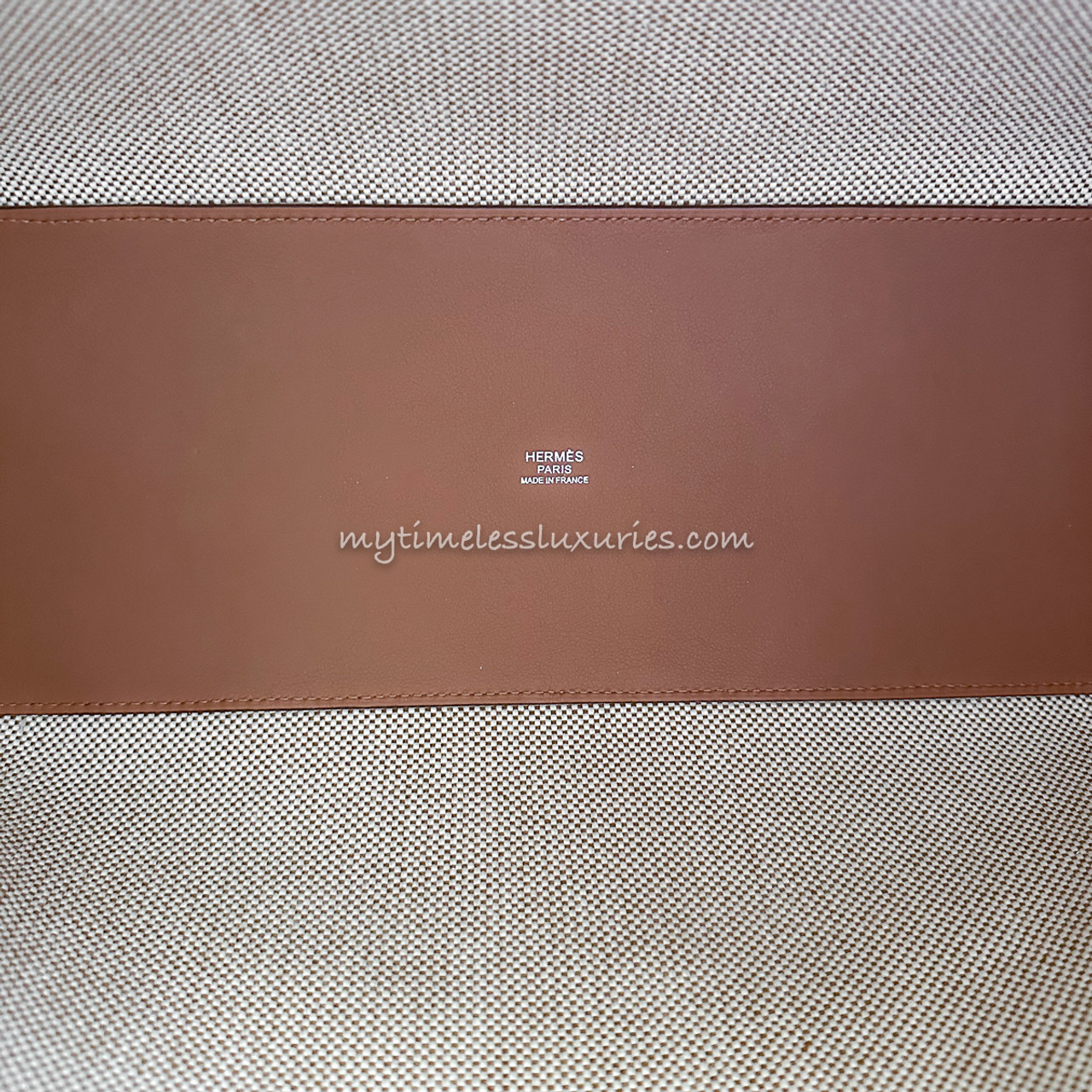 HERMES 2022 Cabas H en Biais 40 Ecru/ Naturel/ Gold