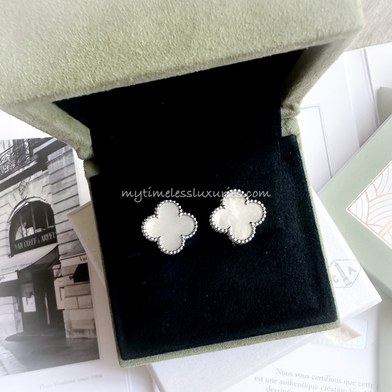 Van cleef sales earrings white