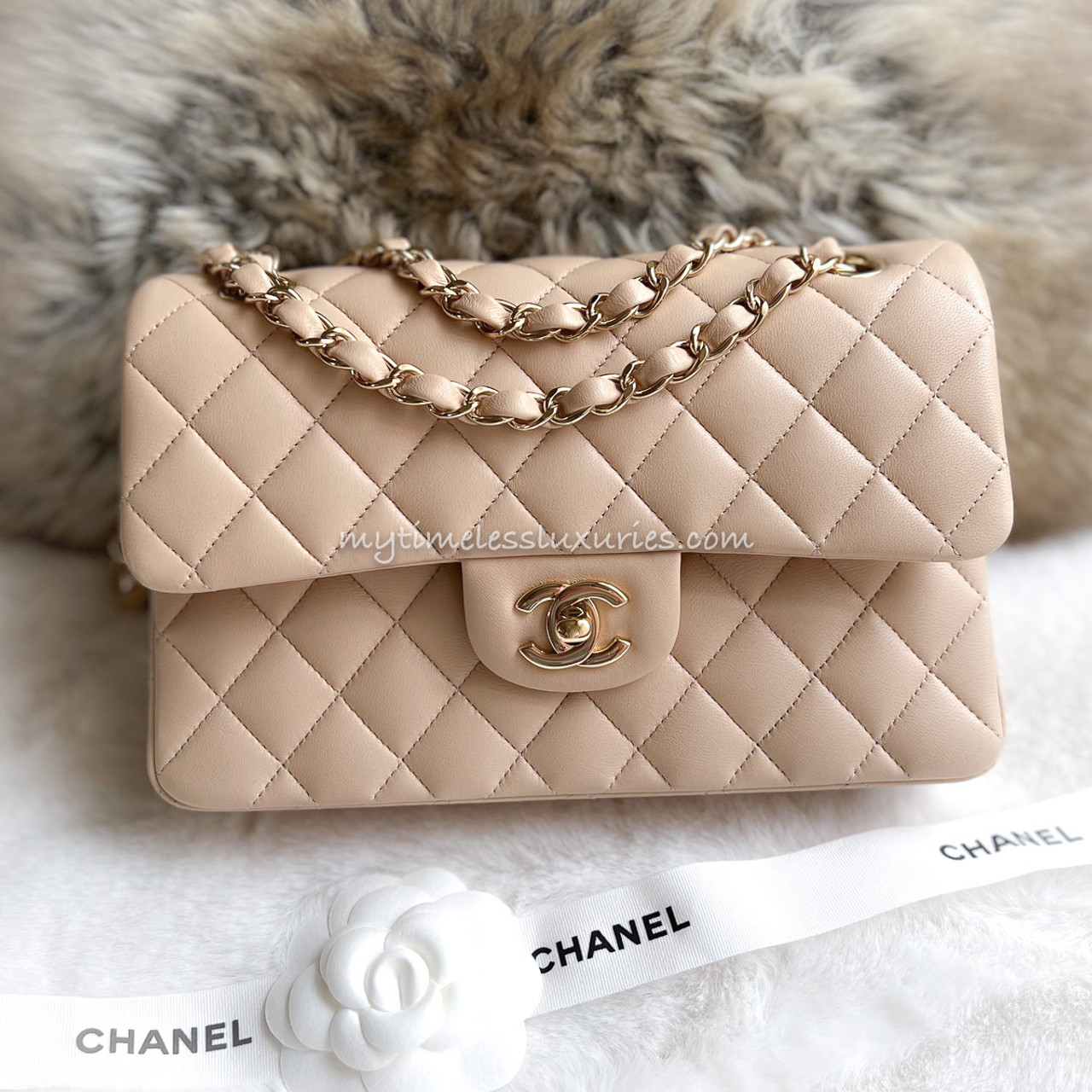 Chanel Beige Clair Lambskin Small Classic Flap Ghw *New - Timeless Luxuries