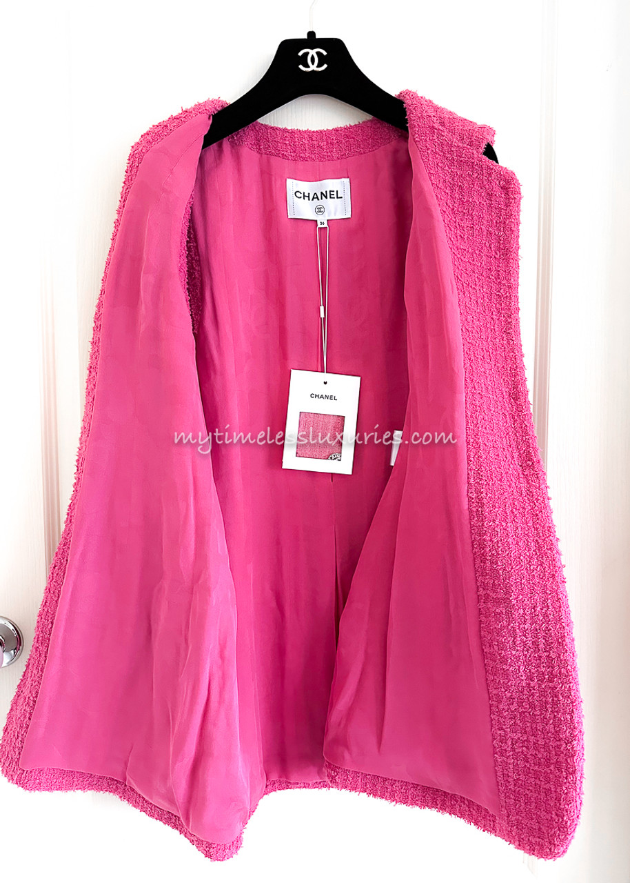 素晴らしい価格 *New Pink 36 Vest Tweed Runway 22S CHANEL - Luxuries Timeless 犬服・アクセサリー