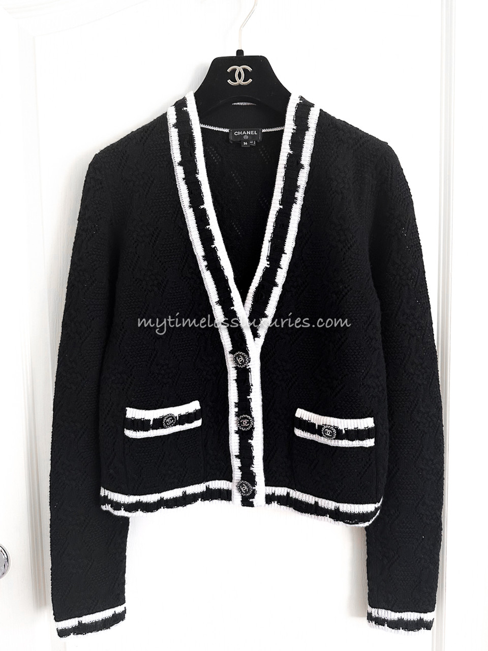 Chanel Black  White Cashmere Cardigan 19B  Coco Approved Studio