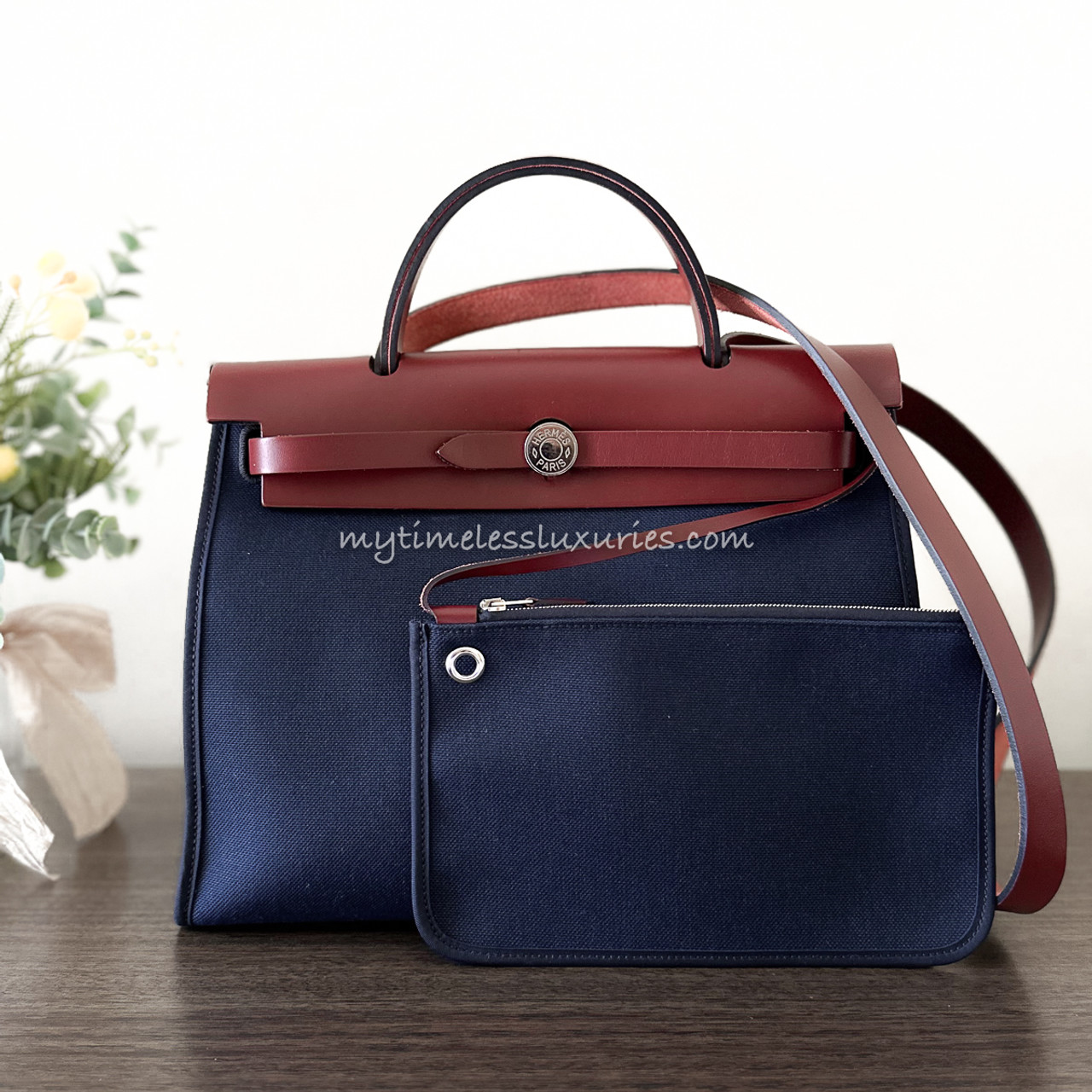 Hermes Herbag Zip Pm 31 Tri-Color Bubblegum/Rouge H/Rubis Toile and Va –  Madison Avenue Couture