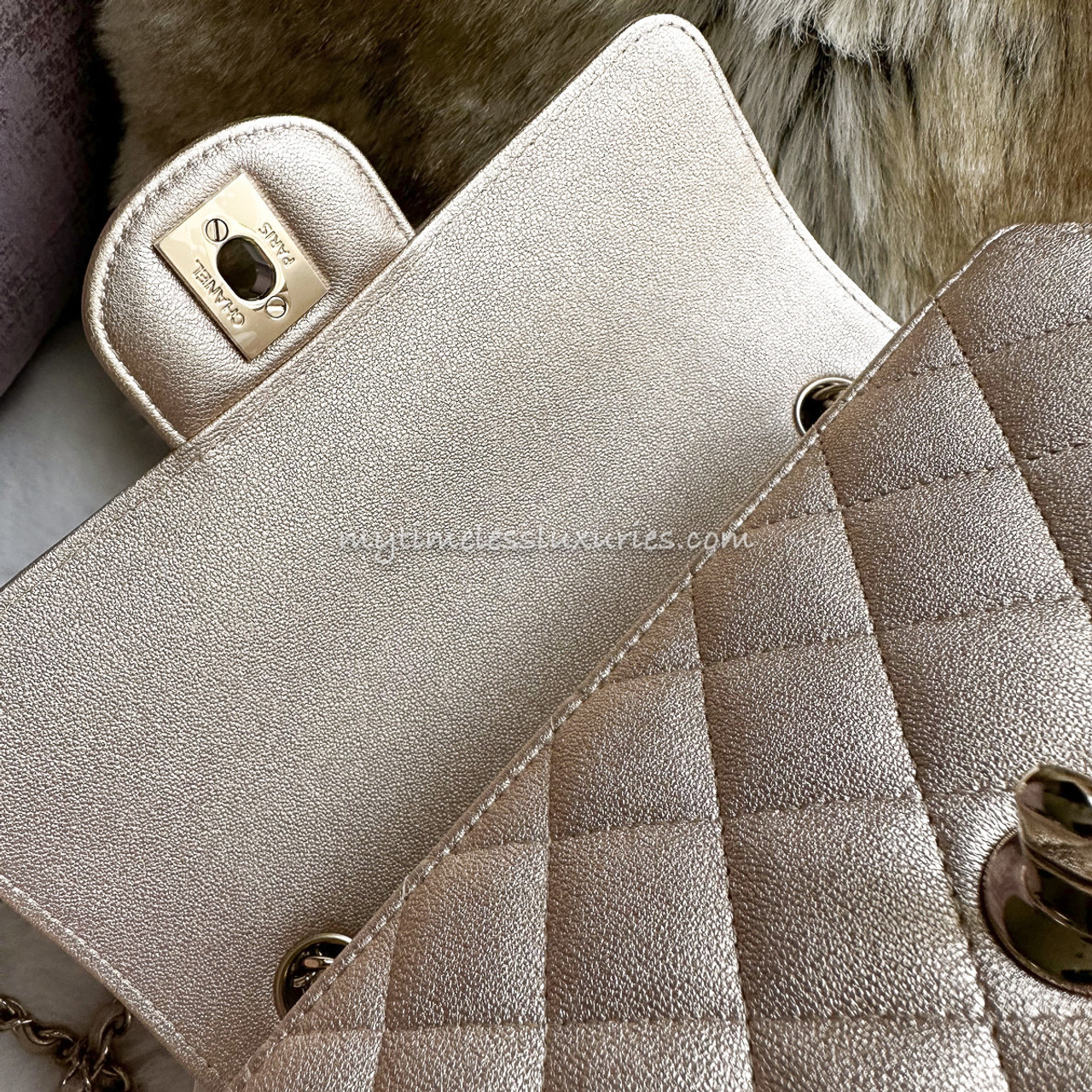 CHANEL 21P Iridescent Gold Mini Flap LGHW Timeless Luxuries