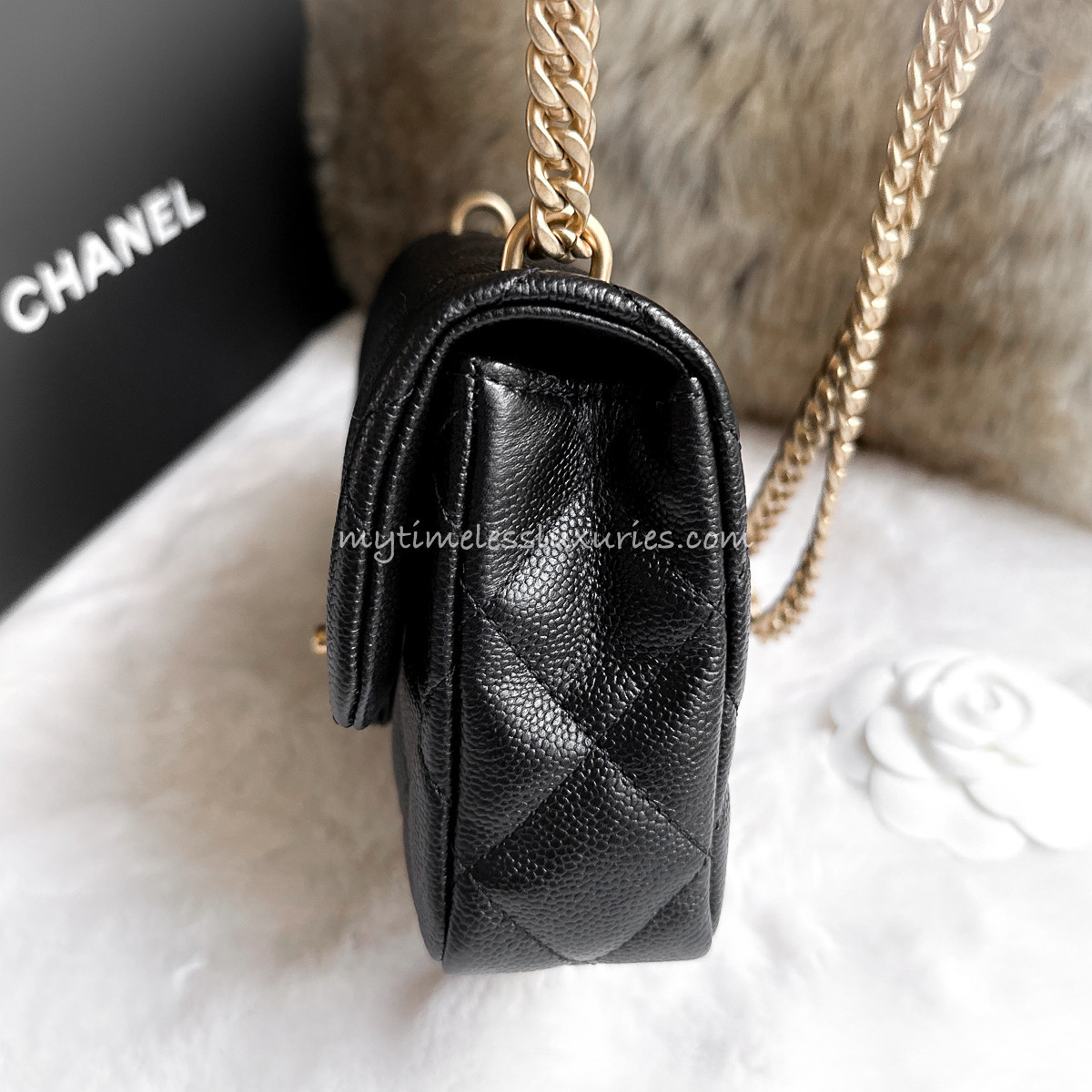 CHANEL 23P Black Caviar Mini Sweetheart Flap Bag *New 