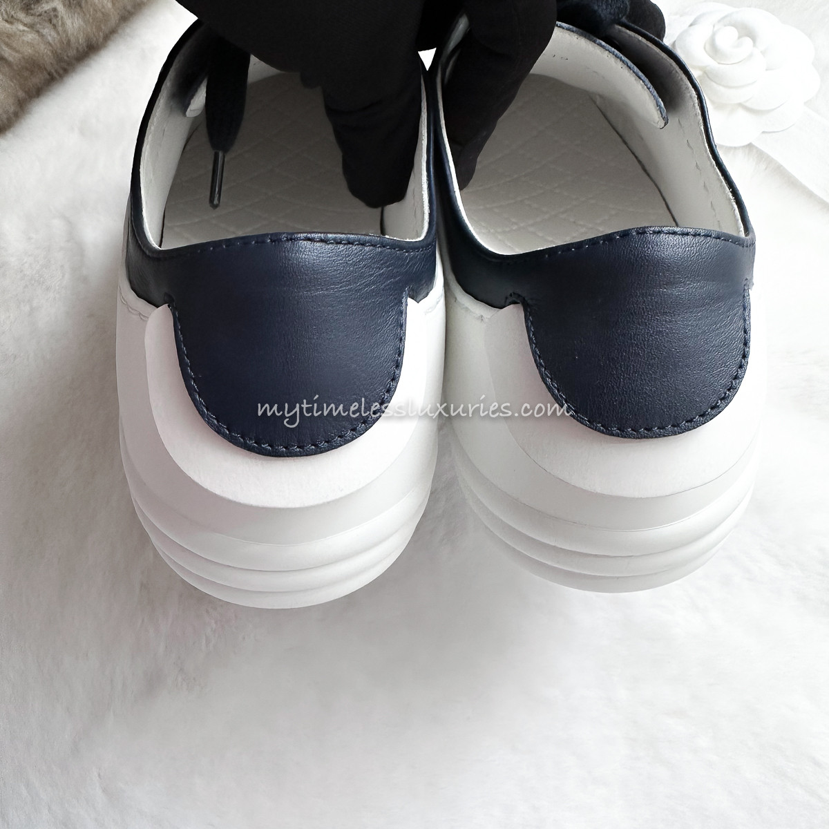 CHANEL CC Sneakers White/ Navy 35.5 *New - Timeless Luxuries