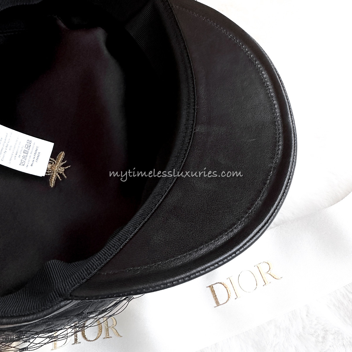 Dior Hat! French Leather Newsboy Cap Black with Dior Strap Dior Travel Cap Black Wool Felt | DIOR main image 4
