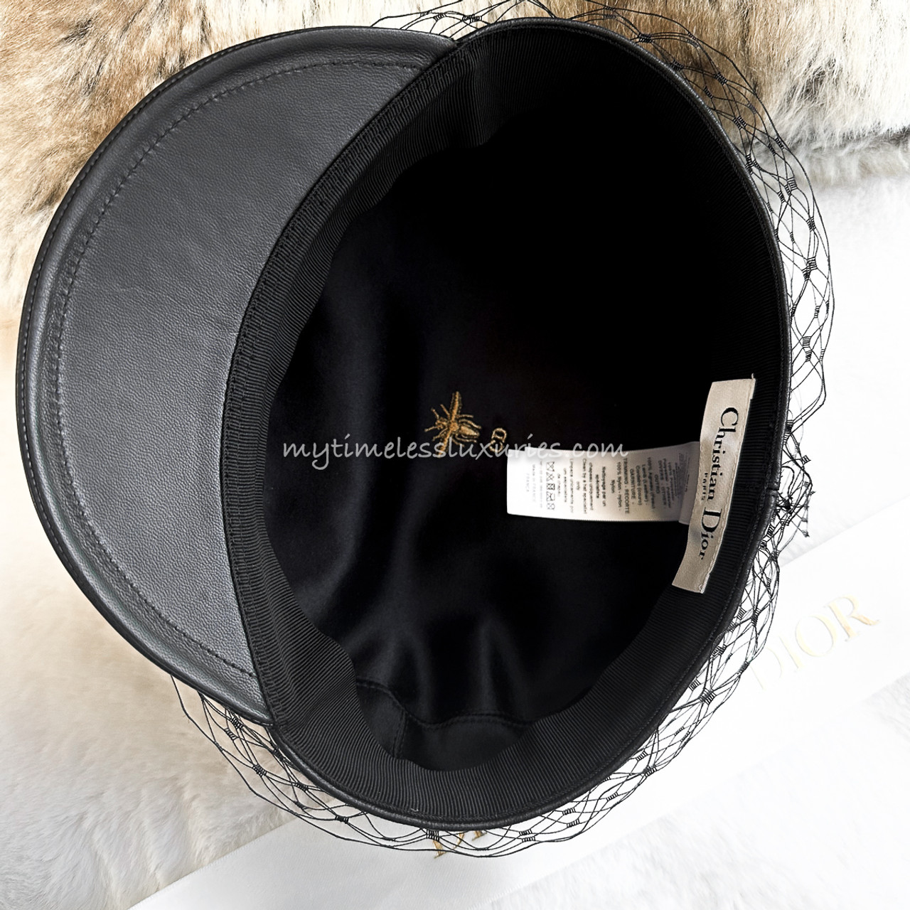 DIOR Paris Revolution Leather Cap with Veil 58 - Timeless