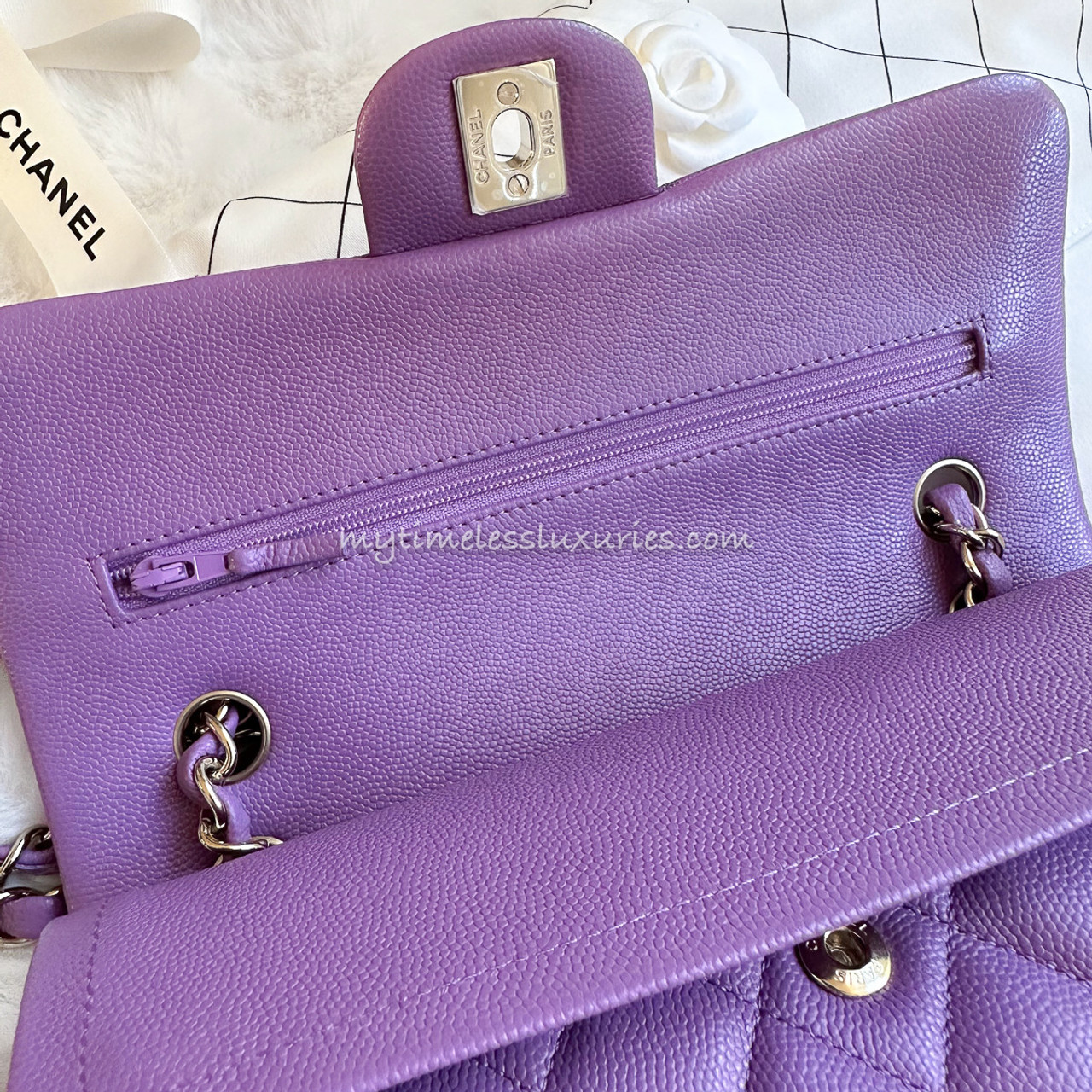 CHANEL 22S Purple Caviar Small Classic Flap LGHW *New - Timeless Luxuries