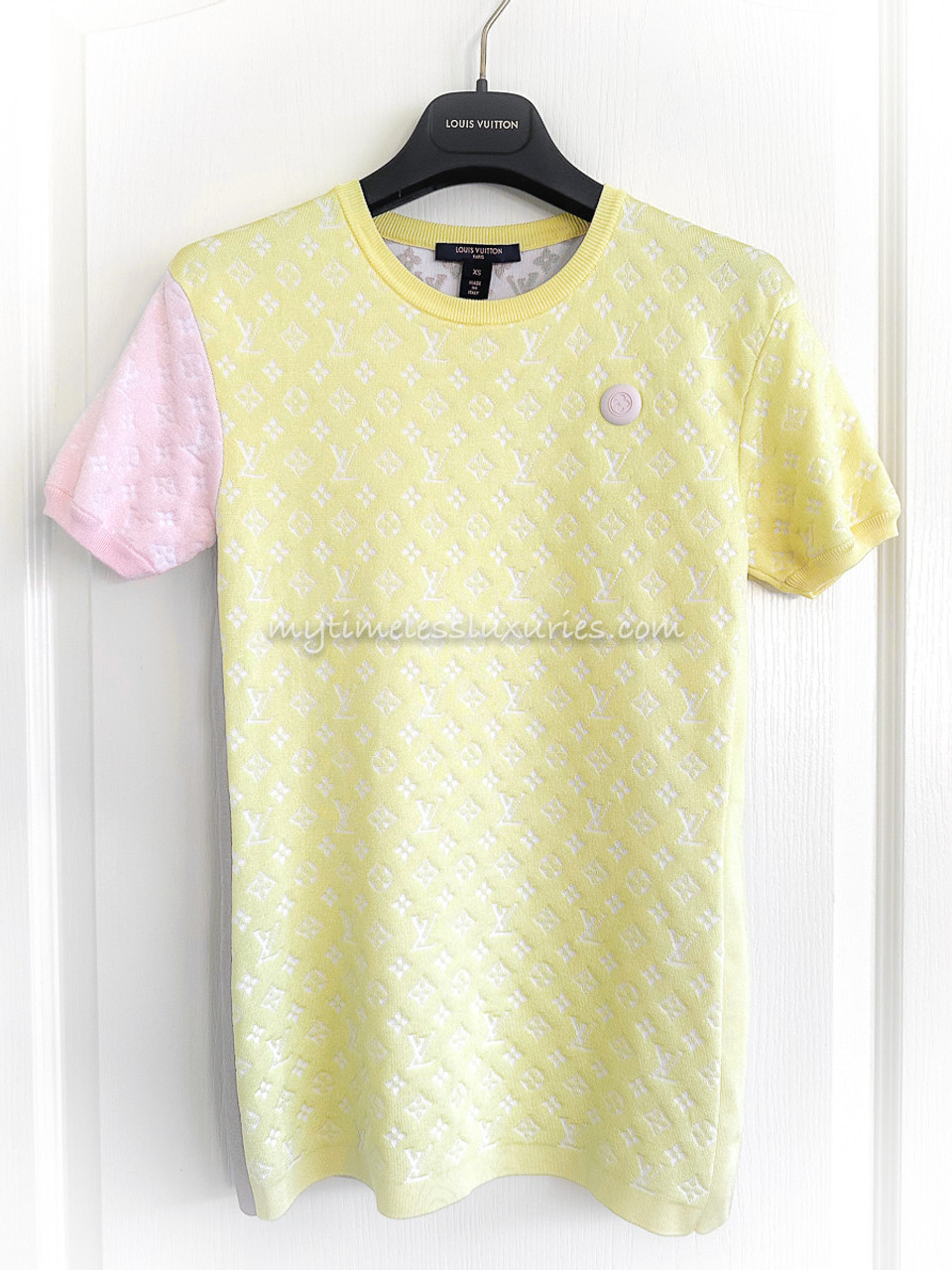 Louis Vuitton yellow Silk Pastel Monogram Shirt Dress