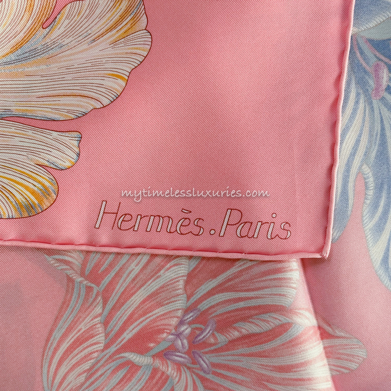 HERMES 2023 'Tulipomanie' Silk Twill 90 Scarf *New