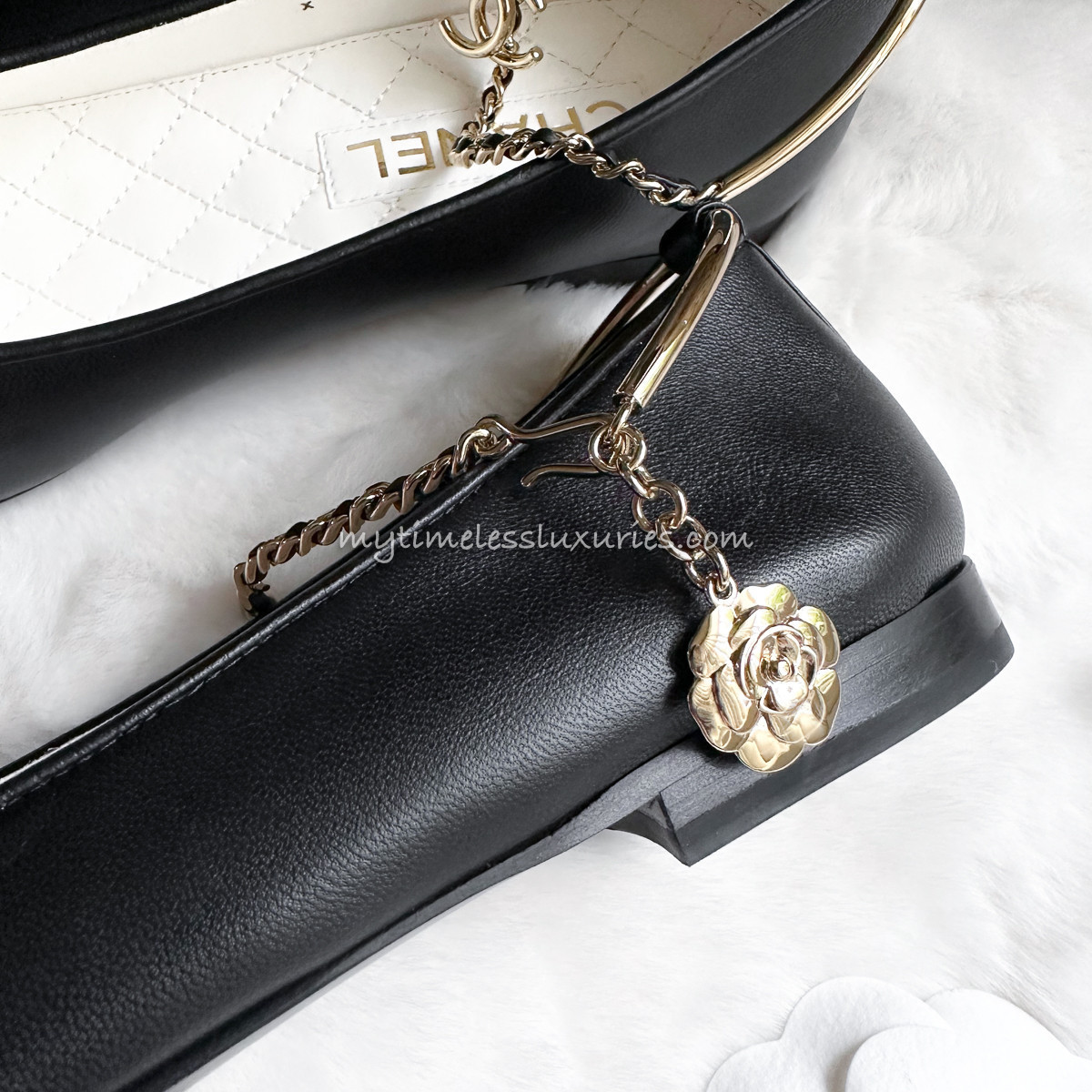 CHANEL 22S Ballerina Flat with Anklet & Charm 37.5 *New - Timeless