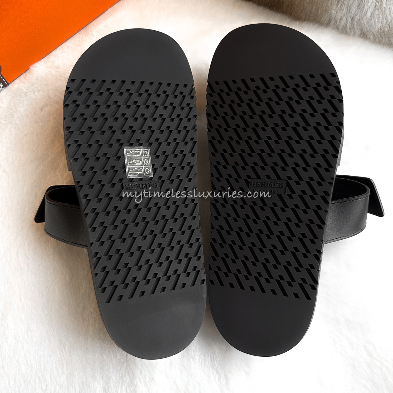 HERMES Chypre Sandals Black Calfskin 38 *New - Timeless Luxuries