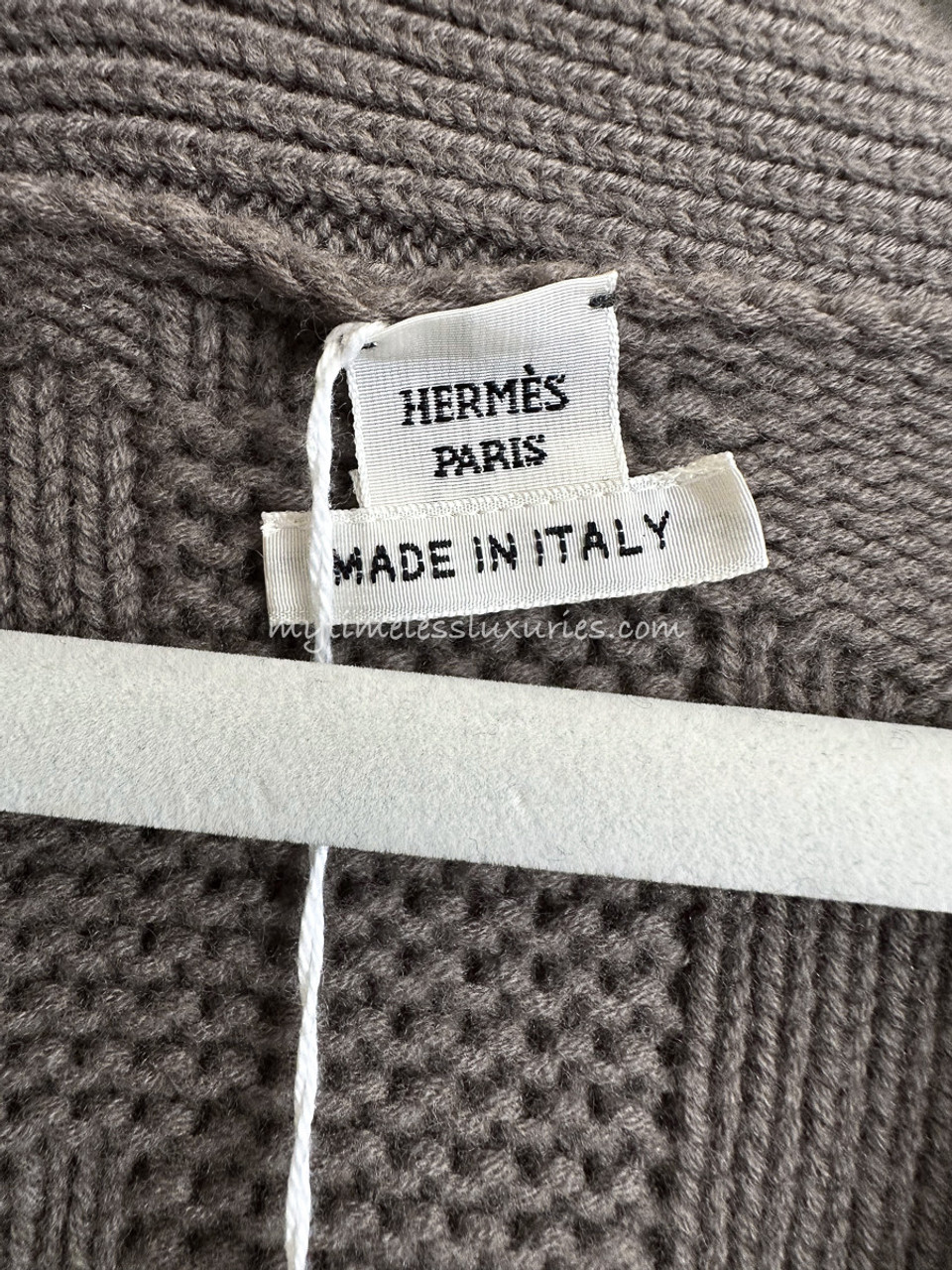 HERMES 2023 FW 'H' Long Sleeve Cardigan 40 Etoupe *New