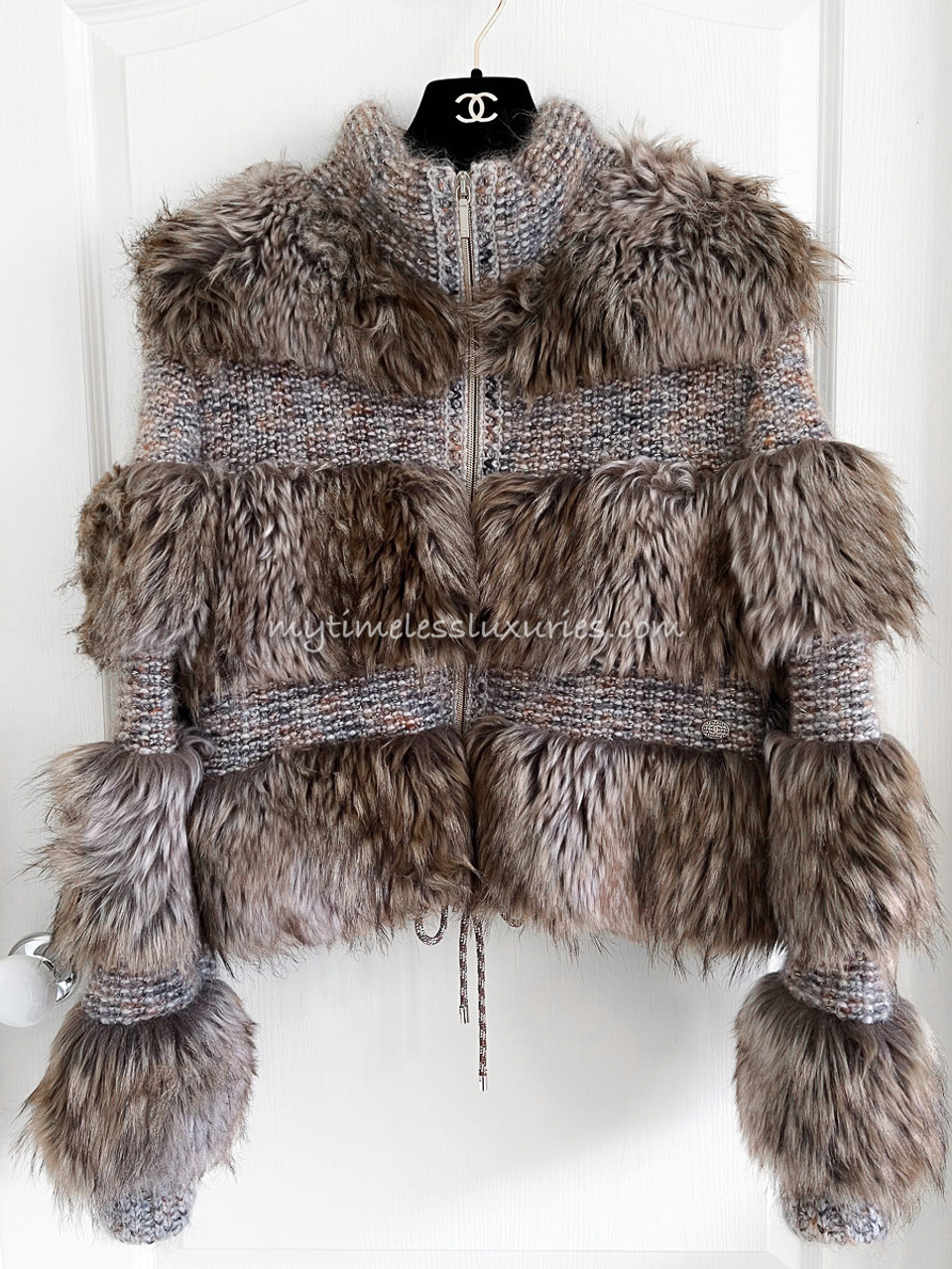 CHANEL 18K Tweed & Faux Fur Jacket 34 FR