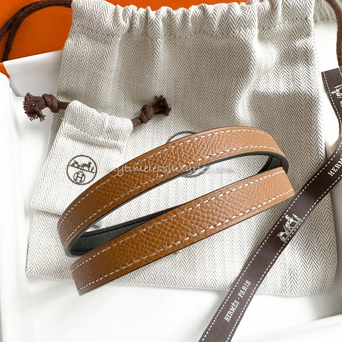 HERMES 2023 Gamma Reversible Belt Gold/ Noir RGHW 65 *New