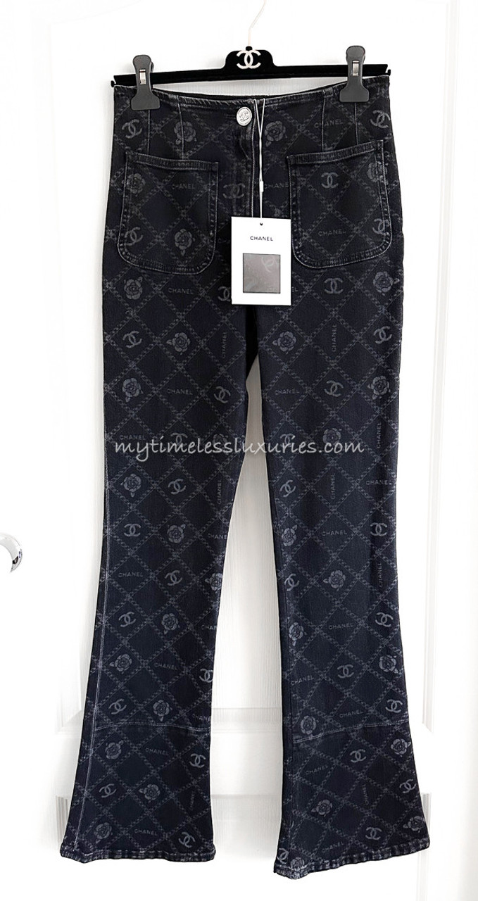 CHANEL 23A Slim Flare Jeans 38 Black *New - Timeless Luxuries