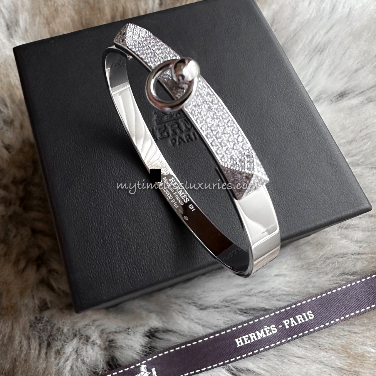 高級感炸裂♢【HERMES】CollierdeChien50 ベルト HERMES Collier de Chien Bracelet Diamonds WG SH *New
