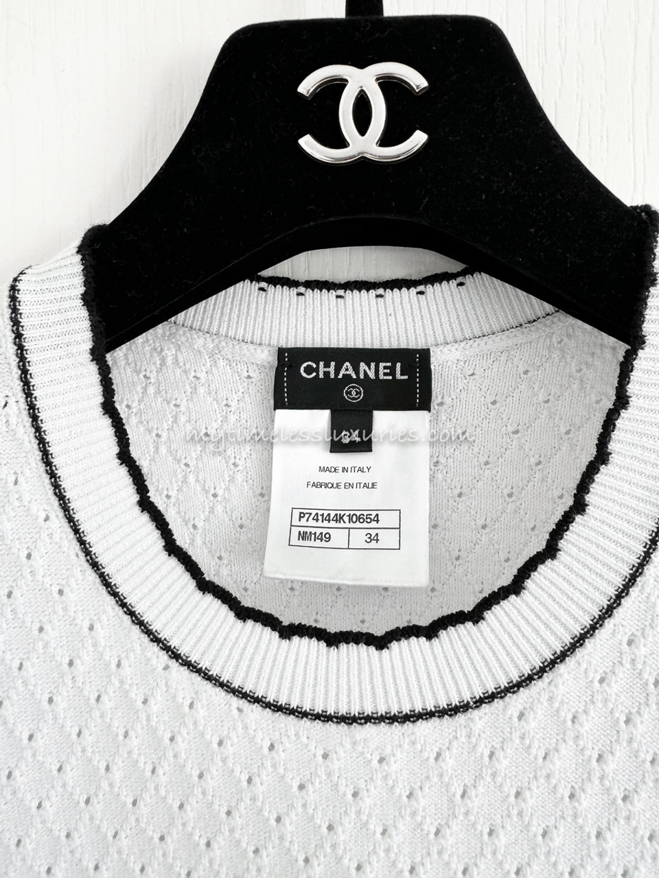 CHANEL 23C Embellished Logo Knit Top 34 - Timeless Luxuries