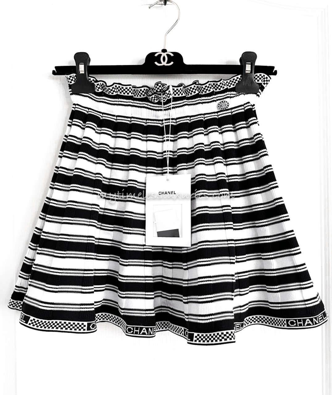 CHANEL 23C Striped Logo Knit Skirt 34 *New - Timeless Luxuries