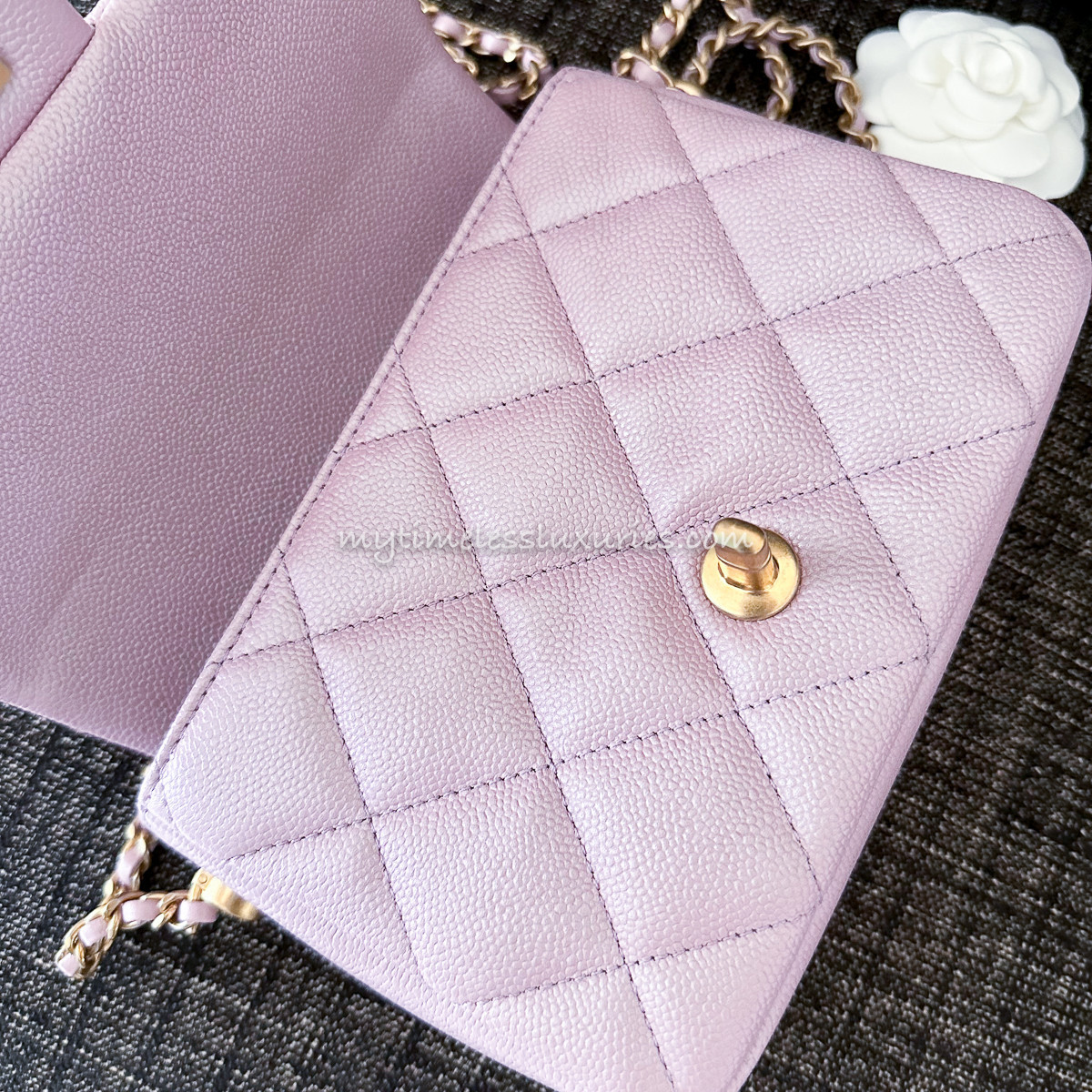 CHANEL 21K My Perfect Mini Iridescent Pink Caviar *New - Timeless