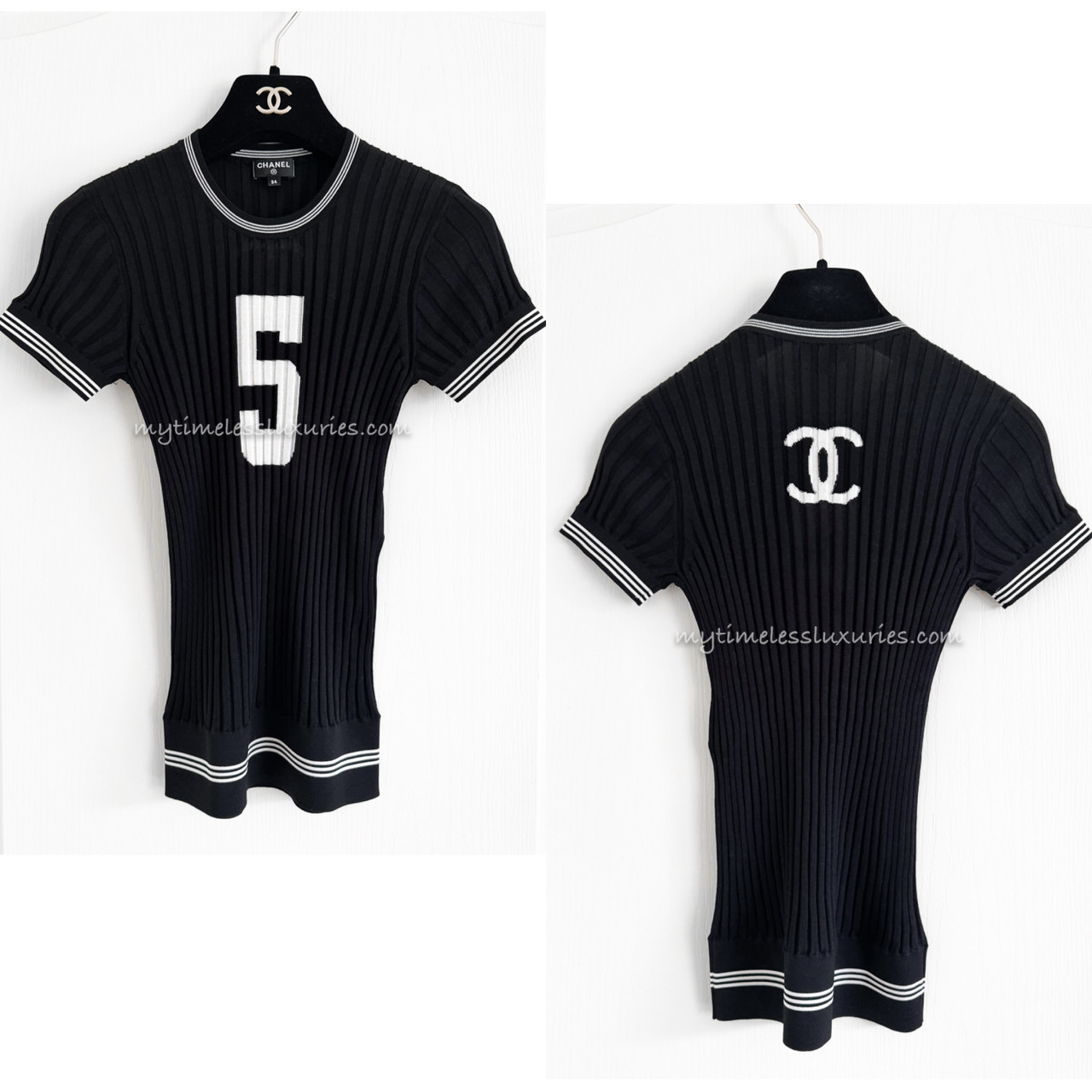 CHANEL 19P Logo Silk Knit Top 34 - Timeless Luxuries