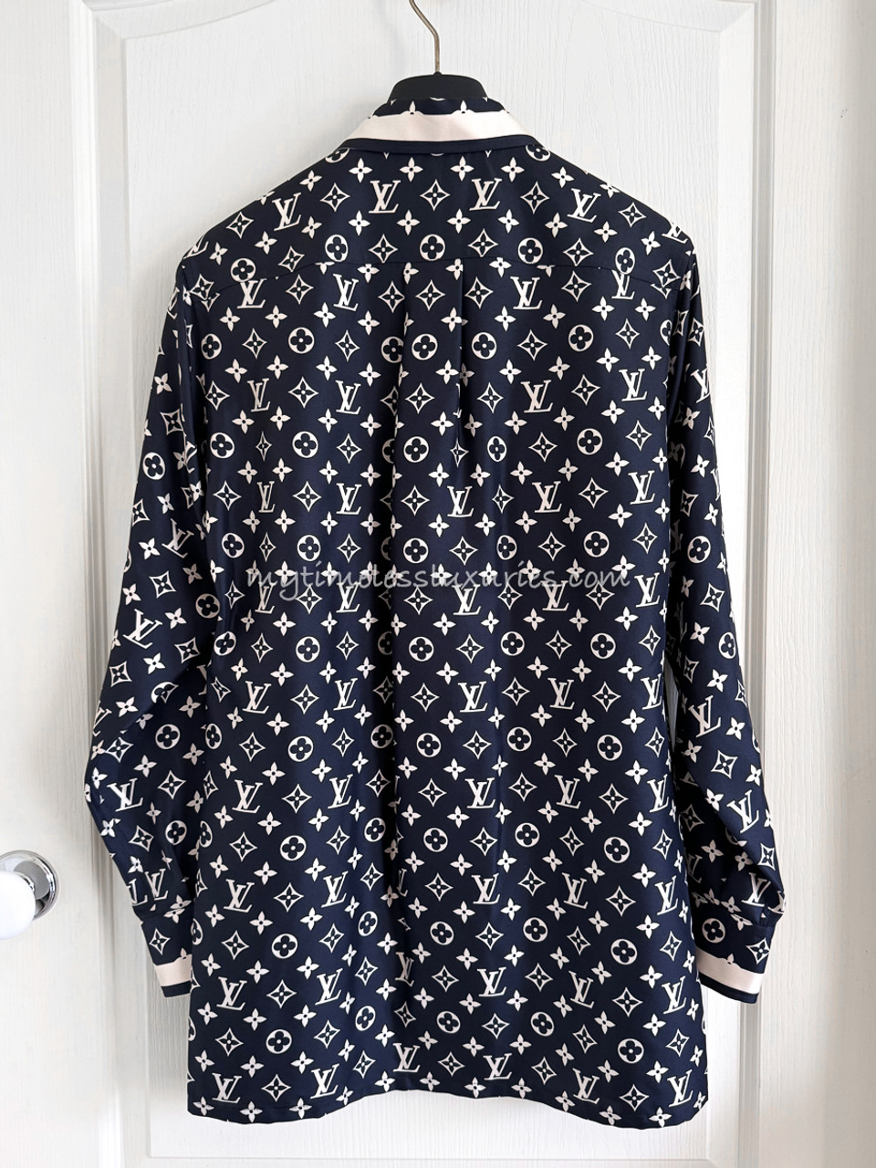 LOUIS VUITTON 2023 Stripe Accent Monogram Silk Shirt