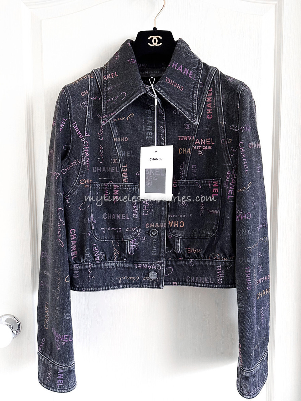 CHANEL 22P Denim Jacket 36 Black/ Multi *New - Timeless Luxuries