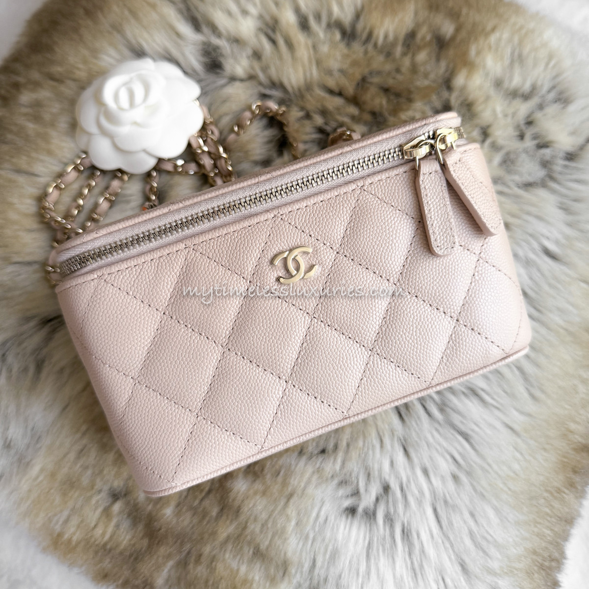 CHANEL 22C Lt Beige Caviar Vanity Case LGHW *New - Timeless Luxuries