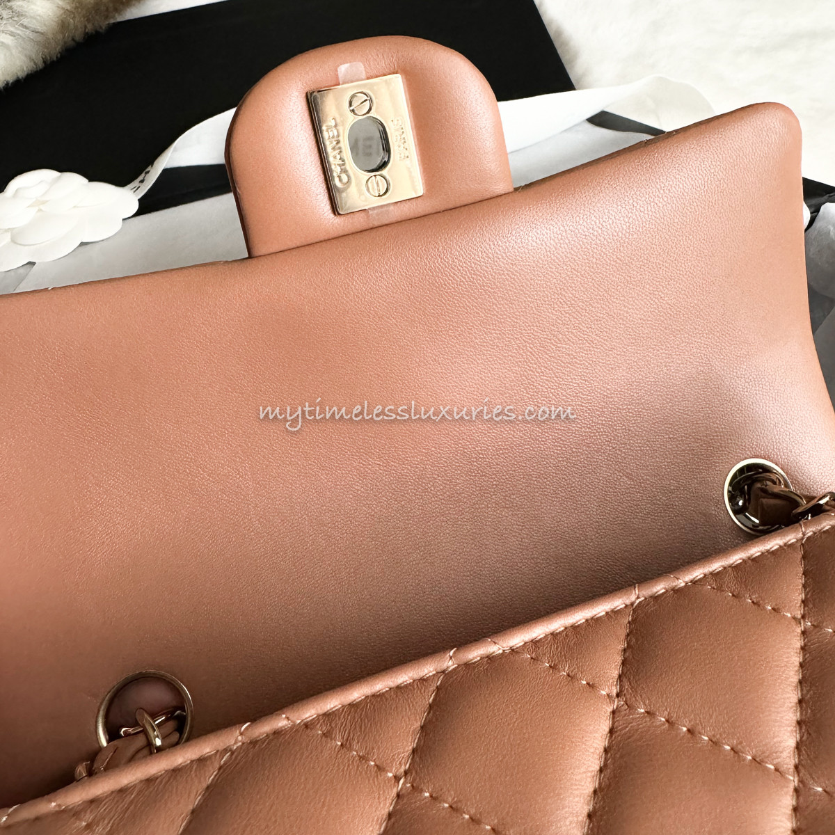 CHANEL 21P Caramel Rectangle Mini Lt Gold Hw *New - Timeless Luxuries