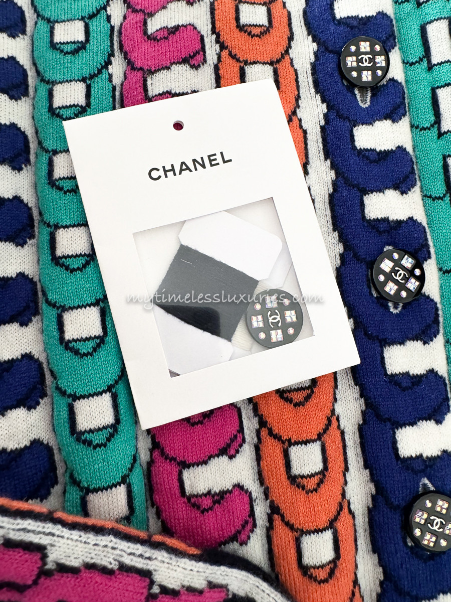 CHANEL 21K Rainbow Letter Logo Cardigan 34 - Timeless Luxuries