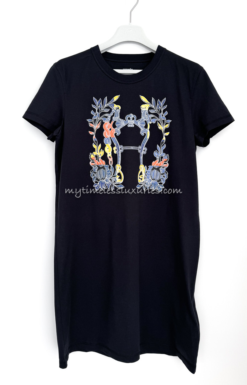 HERMES 2024 'Della Cavalleria' Dress 40 Blue Noir *New
