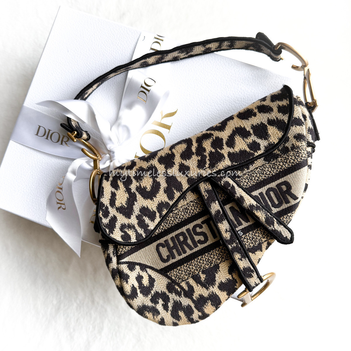 DIOR Saddle Bag Beige/ Black Mizza Embroidery - Timeless Luxuries