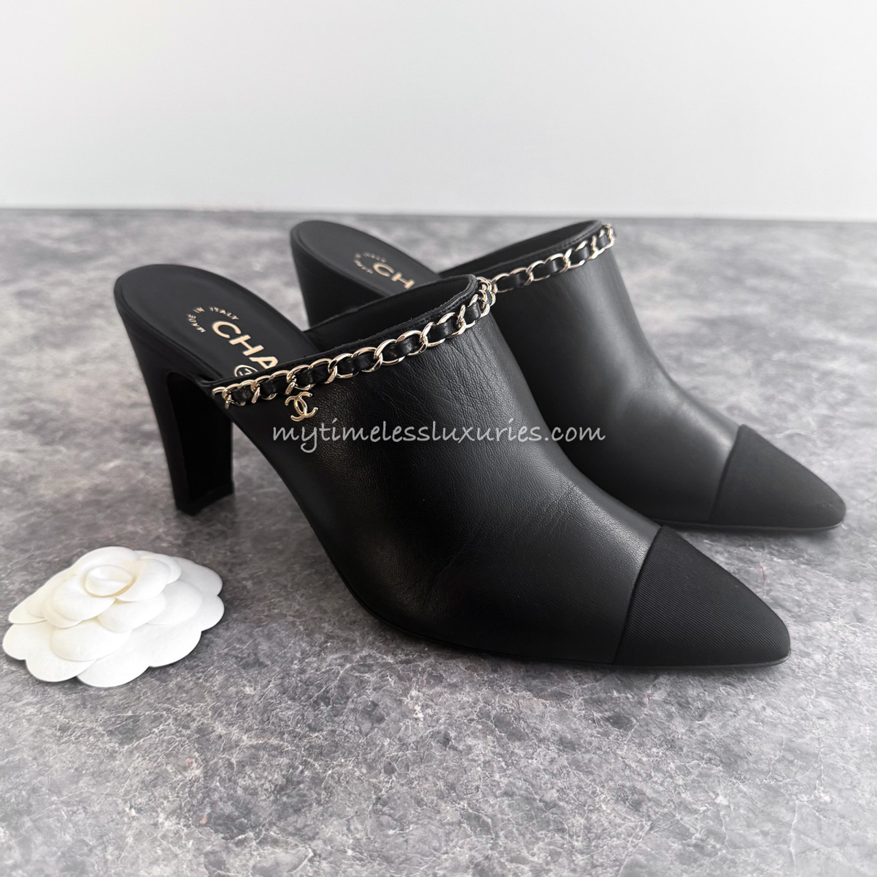 シャネル　CHANEL ヒール　カメリア　エナメル　ブラック　38.5 カメリア CHANEL(シャネル) 靴・シューズ(レディース) 4ページ目