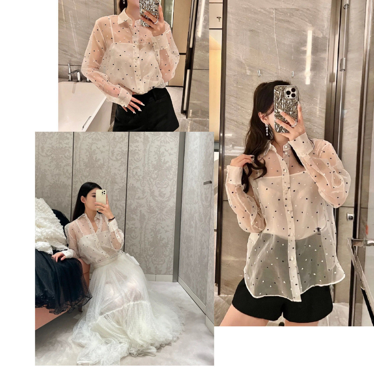 DIOR 2023 Cruise Embroidered Blouse CD Bee Logo 34 *New - Timeless