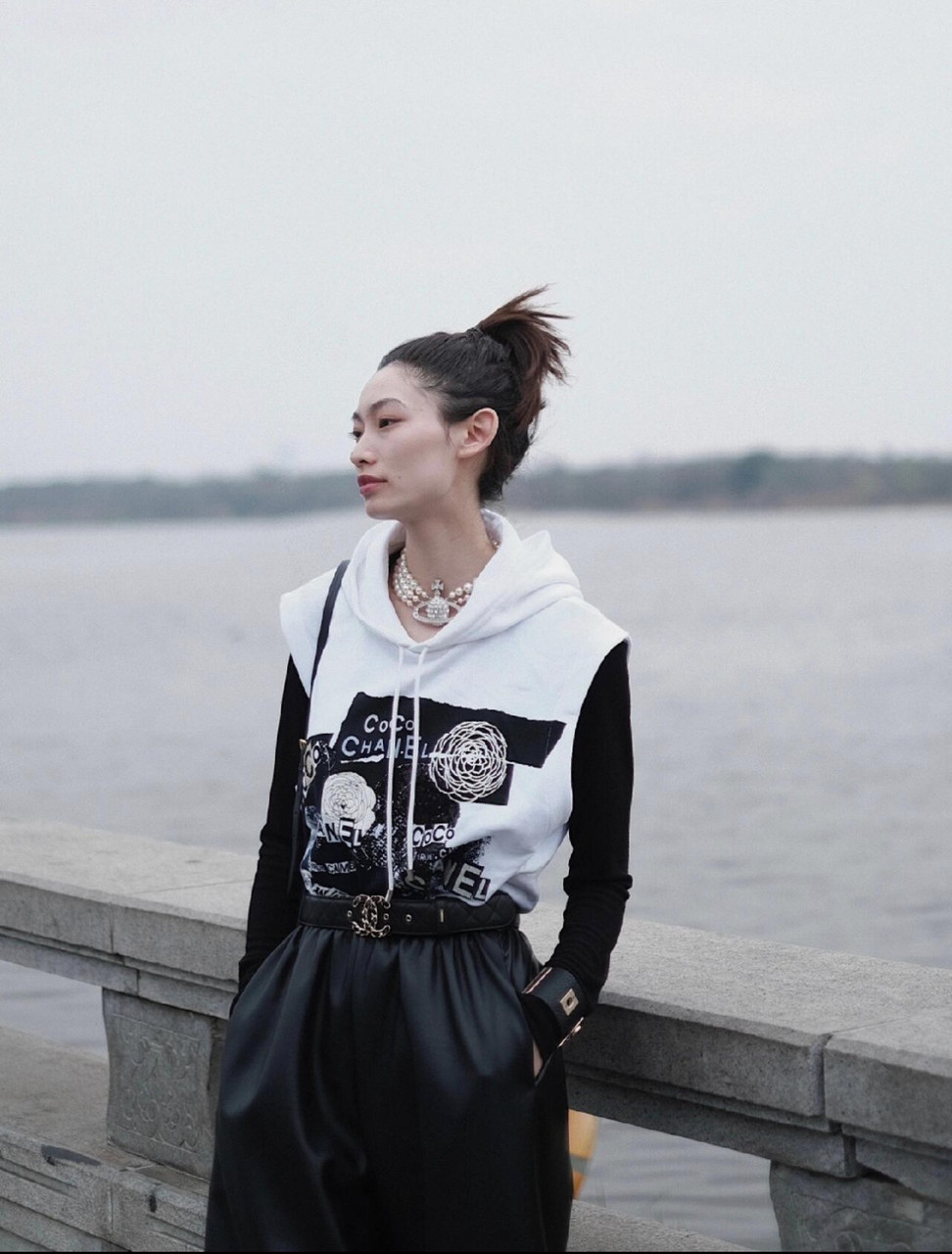 CHANEL 20P Coco Rock Embellished Hoodie Sweatshirt XS White